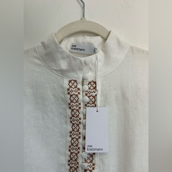 NWT Zoe Kratzmann 100% linen embroidered blouse - Picture 15 of 15